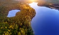 Beautiful lakes aerial scenic view