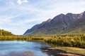 Beautiful lakes of the South Island. Lake Mirror. Fiordland, New Zealand Royalty Free Stock Photo