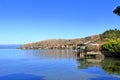 Beautiful lakeshore landscape at lake ohrid (near Lin village), Albania Royalty Free Stock Photo