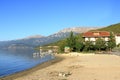 Beautiful lakeshore landscape at lake ohrid (near Pogradec), Albania Royalty Free Stock Photo