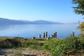 Beautiful lakeshore landscape at lake ohrid (near Pogradec), Albania Royalty Free Stock Photo