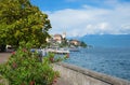 Beautiful lakeside promenade gardone, garda lake, italy Royalty Free Stock Photo