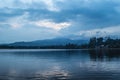 Beautiful lakeside view in the evening