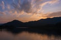 Beautiful lakeside view from a small lake in Kanchanaburi Thailand