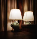 Beautiful lamp with electric light and reflection in the mirror, look beautiful and vintage. Royalty Free Stock Photo