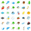 Beautiful land icons set, isometric style