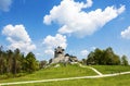 Beautiful landcape with castle on sunny day. Royalty Free Stock Photo