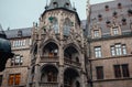 Beautiful landmark in the city of Munich, in Germany. Tourist attraction. Munich old town hall Royalty Free Stock Photo