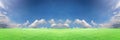 The beautiful landscap panorama blue sky with cloud and grass