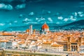 Beautiful landscape above, panorama on historical view of the Florence from Boboli Gardens Giardino di Boboli  point. Italy Royalty Free Stock Photo