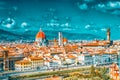 Beautiful landscape above, panorama on historical view of the Florence from Boboli Gardens Giardino di Boboli  point. Italy Royalty Free Stock Photo