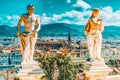 Beautiful landscape above, panorama on historical view of the Florence from Boboli Gardens Giardino di Boboli  point. Italy Royalty Free Stock Photo