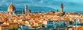 Beautiful landscape above, panorama on historical view of the Florence from  Piazzale Michelangelo point. Italy Royalty Free Stock Photo