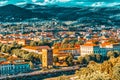 Beautiful landscape above, panorama on historical view of the Florence from  Piazzale Michelangelo point. Italy Royalty Free Stock Photo