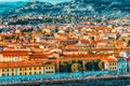 Beautiful landscape above, panorama on historical view of the Florence from  Piazzale Michelangelo point. Italy Royalty Free Stock Photo