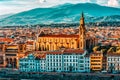 Beautiful landscape above, panorama on historical view of the Florence from  Piazzale Michelangelo point. Italy Royalty Free Stock Photo