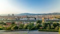 Beautiful landscape above timelapse, panorama on historical view of the Florence from Piazzale Michelangelo point. Italy Royalty Free Stock Photo