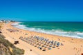 Beautiful landscape in Algarve Portugal. Coast of Atlantic Ocean, summertime holiday Royalty Free Stock Photo