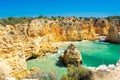 Beautiful landscape in Algarve Portugal. Coast of Atlantic Ocean, summertime holiday