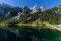 Beautiful landscape of alpine lake with crystal clear green water and mountains in background, Gosausee, Austria Royalty Free Stock Photo