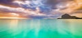 Beautiful landscape. Amazing view of Le Morne Brabant at sunset.Mauritius. Panorama Royalty Free Stock Photo