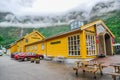 NORWAY: Flamsbana museet and souvenir building located at Flam in Flamsdalen, Norway Royalty Free Stock Photo