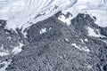 Beautiful landscape of the Arkhyz ski resort with mountains, snow, forest on sunny winter day. Caucasus Mountains, Russia Royalty Free Stock Photo