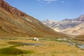 Beautiful landscape of the barren mountains of the Zanskar range Royalty Free Stock Photo