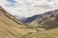 Beautiful landscape of the barren wilderness of the mountains of the Zanskar region Royalty Free Stock Photo