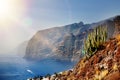 Beautiful landscape of beach and coast with mountains and vegetation. Impressive scene, cliffs of the giants. Tenerife, Canary Isl