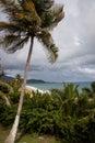 Beautiful landscape of a beach in Maunabo, Puerto Rico against a cloudy blue sky