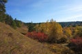 Beautiful landscape of the beginning of autumn on the river bank. Royalty Free Stock Photo