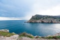Beautiful landscape of Black Sea bay on cloudy day Royalty Free Stock Photo