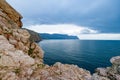 Beautiful landscape of Black Sea bay on cloudy day Royalty Free Stock Photo