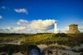 Landscape in Blavand Denmark with a beautiful Lighthouse and Bunker