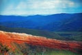 Glowing red rocks on Highway 296 near Cody, Wyoming Royalty Free Stock Photo