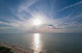 A beautiful landscape of blue sea under sunshine sky in the morn