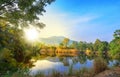 Beautiful landscape blue sky sunlight morning light mountain Royalty Free Stock Photo