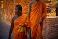 A monk in Wat Yai Chai Mongkhon in Ayutthaya, Thailand. Royalty Free Stock Photo