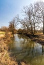 Beautiful landscape of CHKO Poodri in Czech republic with Odra river, trees and meadows Royalty Free Stock Photo