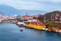 Panoramic view of Bergen, Norway. Harbor and cityscape. Royalty Free Stock Photo