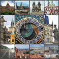 Beautiful landscape of the city of Prague, Czech Republic. Old city collage