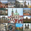 Beautiful landscape of the city of Prague, Czech Republic. Old city collage