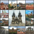 Beautiful landscape of the city of Prague, Czech Republic. Old city collage