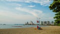 Pattaya beach, Pattaya city, Thailand. Pattaya beach is the best point and popular tourists to visit rest relax play sport