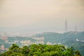 Beautiful landscape and cityscape of taipei 101 building and architecture in the city skyline at sunset time in Taiwan Royalty Free Stock Photo