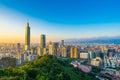 Beautiful landscape and cityscape of taipei 101 building and architecture in the city Royalty Free Stock Photo