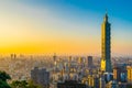 Beautiful landscape and cityscape of taipei 101 building and architecture in the city Royalty Free Stock Photo