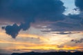 Landscape of clouds sky sunset over mountains Royalty Free Stock Photo