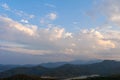 Landscape of clouds sky sunset over mountains Royalty Free Stock Photo